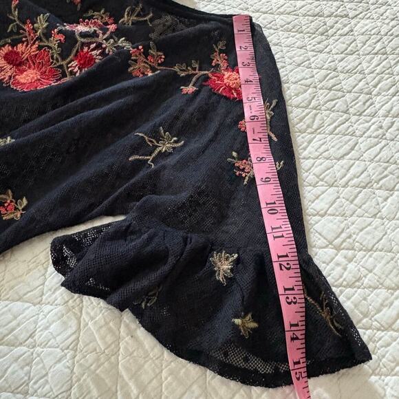 MAEVE by ANTHROPOLOGY A-Line Embroidered Mesh Floral Tunic Blk SzS Dark Witchy - Picture 10 of 10